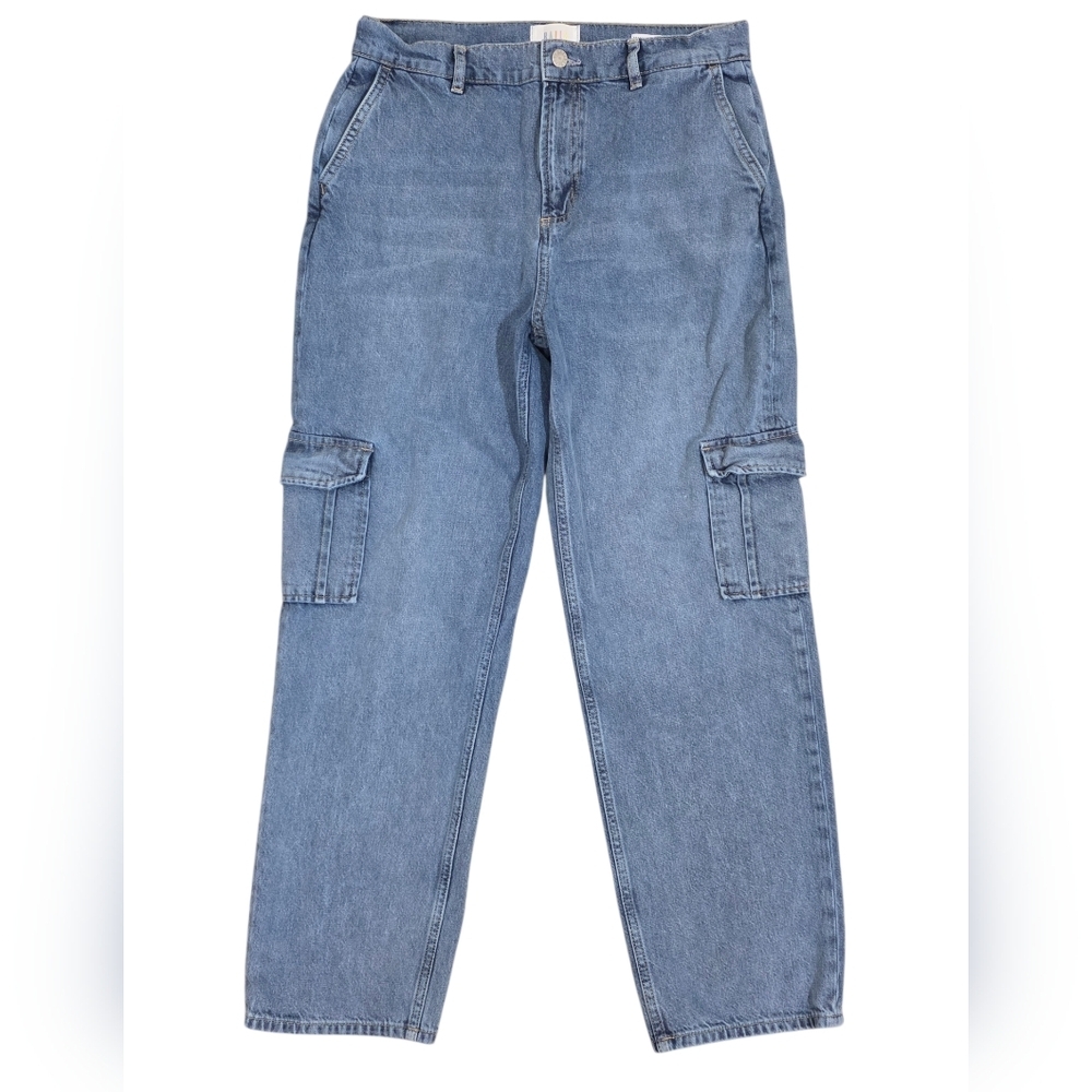 Rails Speedway Cargo Relaxed Boyfriend Pant Breezy Blue Wash Relaxed Denim Jeans - Picture 2 of 10